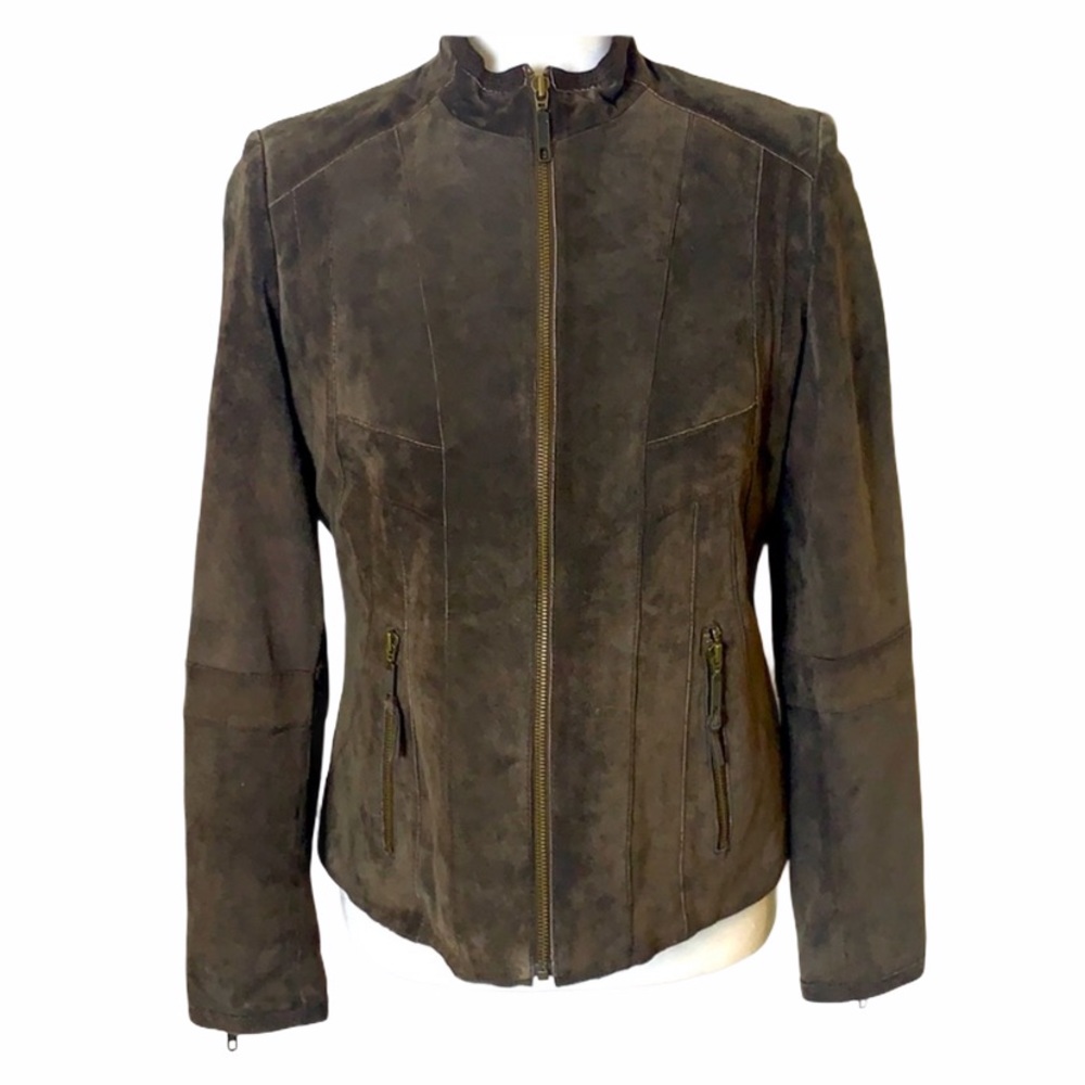 ALFANI Chocolate Brown 100% Suede Jacket sz S